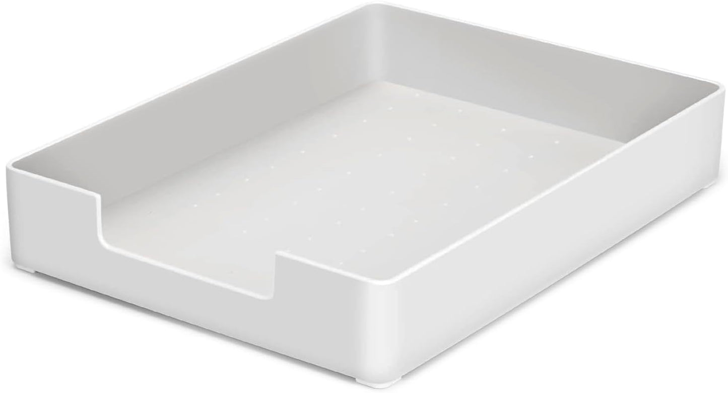 Desk Letter Tray, 2PCS A4 Size Plastic Stackable File Document Organizer, Office Desktop File Paper Holder, Book Storage Rack,Anti-Skid Stacking Support for Office Supplies (White)