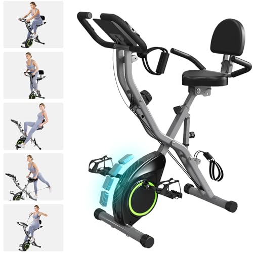 Foldable Exercise Bike Stationary Bikes for Home, 5 IN 1 Indoor Workout Bike, Cycling Bike with 16-Level Quiet Magnetic Resistance, 6.6 LBS Flywheel and 300LBS Capacity, 2025 Designed 817 X-bike