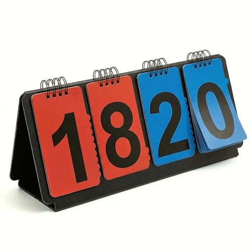 ShYeenei Portable Sports Scoreboard Black with Large Flip Numbers, Manual Score Keeper for Basketball Volleyball Baseball