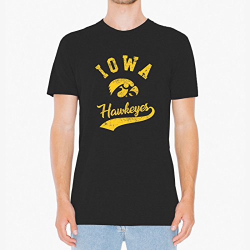 Iowa Retro Script T-Shirt for Men - XL Black Vintage Cotton Tee