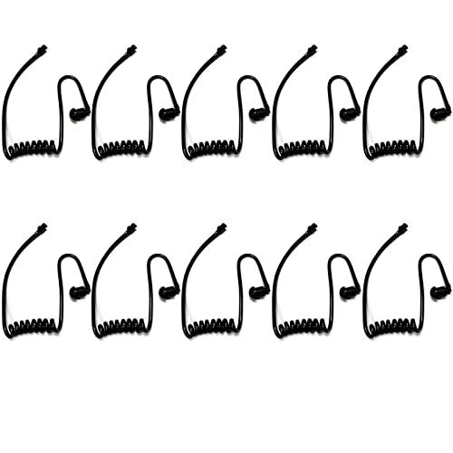 Acoustic Coil Tube Earpieces for Walkie Talkies - Black - 10 Pack
