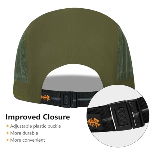 Folding Fishing Hat UPF 50+ Water-Resistant Baseball Cap for Men Women - Olive Green, One Size
