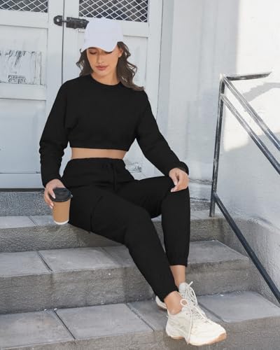 PULI Women's Black Medium Cargo Lounge Sweatpants - Loose Fit Joggers