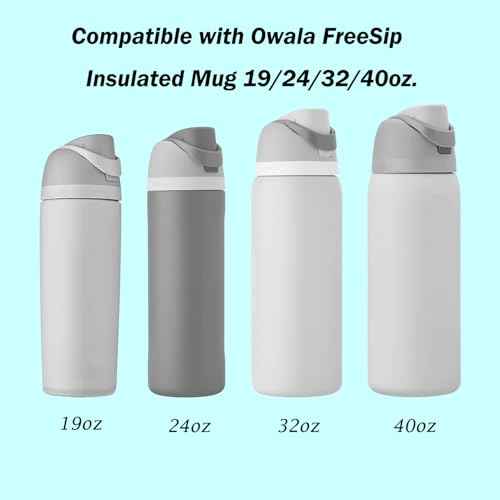 4pcs Replacement Stopper for Owala FreeSip 24oz 32oz, Silicone Water Bottle Lid Stopper Compatible with Owala 19/24/32/40oz Leak Proof Silicone Bottle Cap Gasket Parts Accessories (Black)