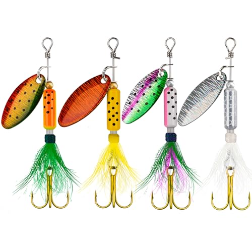 Fishing Spinner Baits Set 4pcs - Trout, Bass, Crappie Lures, 7oz