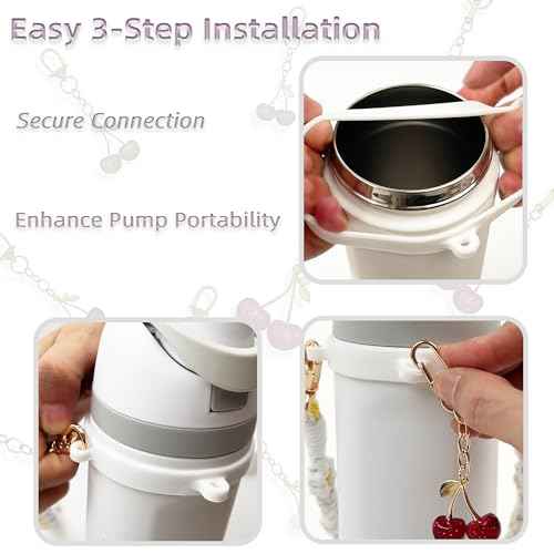 Handle Strap & Cherry Charm Accessories Set Compatible with Owala Water Bottle 24 oz, 32 oz, 40 oz, FreeSip, Kids & Pink Tumblers, Multi-Use for Owala Accessories Set & Stanley Cup Accessories