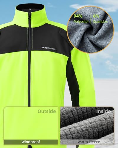 Winter Cycling Jacket for Men - Thermal Windproof Reflective MTB XX-Large Black Green