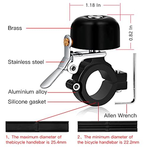 Black Brass Bicycle Bell for Road & Mountain Bikes Loud Retro Handlebar Accessory