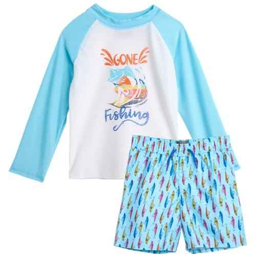 Eddie Bauer Toddler Boys' Rash Guard Set - 2 Piece UPF 50+ Quick Dry Swim Shirt and Trunks - Baby Boy Swimsuit (Sizes: 2T-4T)