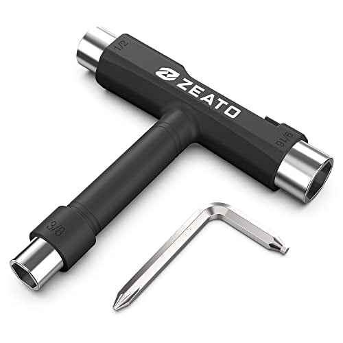 All-in-One Skate Tools Multi-Function Portable Skateboard T Tool Accessory with T-Type Allen Key and L-Type Phillips Head Wrench Screwdriver