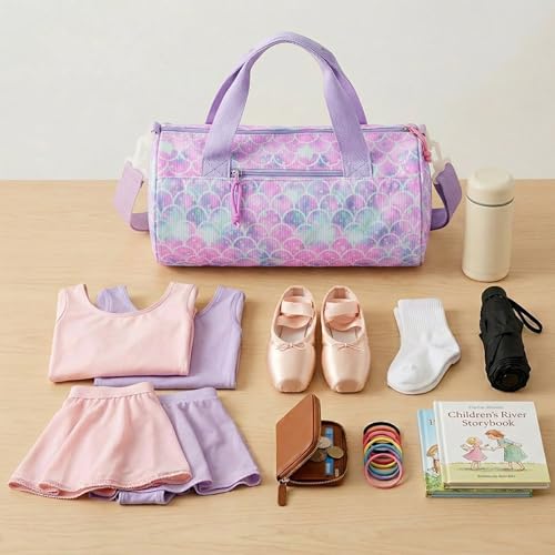 Girls Dance Bag 14 Inch Mermaid Scale Duffle for Ballet Gym & Travel
