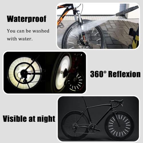 72 Pcs 3M Spoke Reflectors for Bicycles, 360¡Æ Visibility Bike Spoke Reflectors, Bike Wheel Reflector Tube, Bike Spoke Skins, Waterproof Warning Spoke Lights Covers for Night Cycling Riding