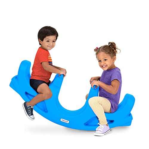 Simplay3 Rock and Roll Teeter Totter Seesaw - Rocking Fun for Two Toddlers or Kids Ages 18 Months to 5 Yrs- Sapphire, Made in USA