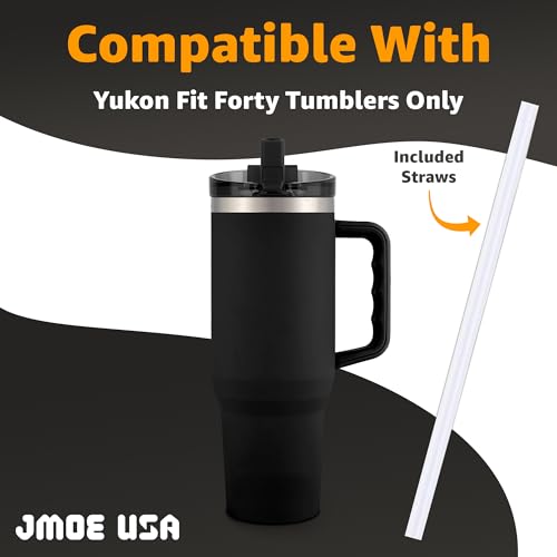 Jmoe USA 40 oz Replacement Lid For Yukon Fit Forty Tumbler With Handle | 2 in 1 Straw Lid | Made of BPA Free Tritan Plastic | 100% Leakproof Design | Dishwasher Safe (2-Pack)