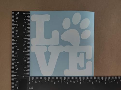 Large White Dog Paw Decals 4 Pack - Love Heartbeat Print & Variations