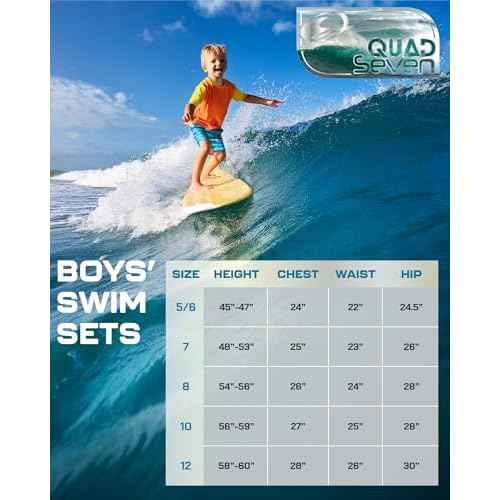 Quad Seven Boys Swim Shirt - 2 Pack Quick Dry Sun Protection Short Sleeve Rash Guard for Boys Youth Kids Swimwear (2T-18)