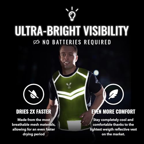 Running Reflective Vest, Inside Pocket & 2 Bands, High Visibility Reflective Running Vest for Night Running Walking Cycling
