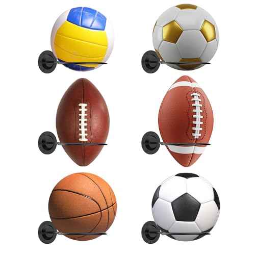 Basketball & Sports Ball Holder - Wall Mount Display Storage for Basketball, Soccer, Volleyball, Football, Rugby
