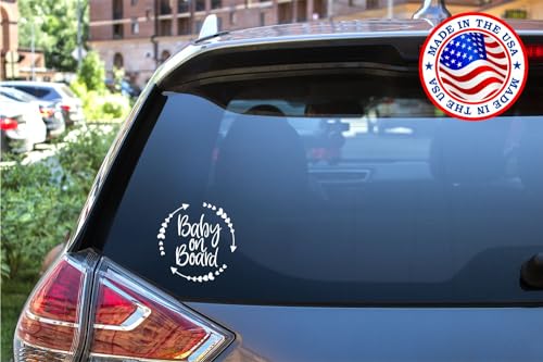 Baby On Board Vinyl Car Sticker - White Decal for Cars, Trucks, Vans & Walls | 5.5 x 5.5 inches