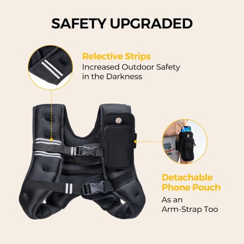 16 lb Weighted Vest for Fitness Running & Weight Loss - Reflective Stripes