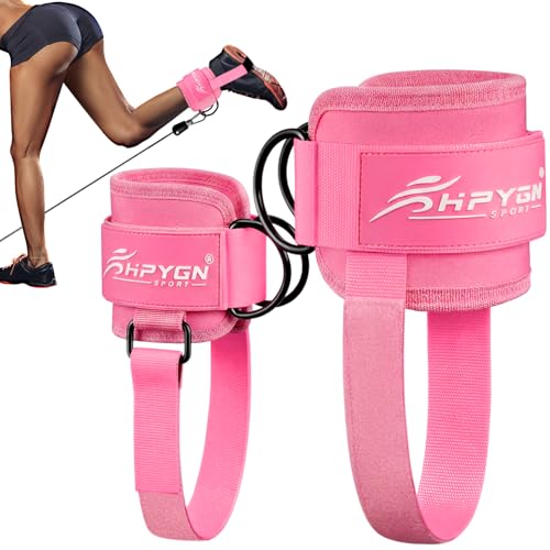 Pink Ankle Straps for Cable Machines Women with Foot Strap - Pair