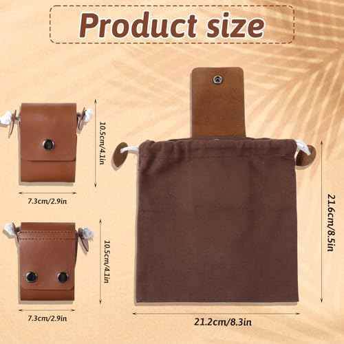 Waxed Canvas Foraging Bag??, Outdoor Foraging Bag for Hiking Collecting Mushroom Hunting Bags Leather Belt Pouch with Drawstring Foldable Canvas Belt Bags