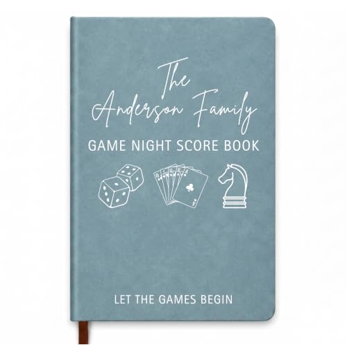 Personalized Game Night Score Book with Family Name - Faux Leather A5 Notebook for Board Games Lovers - Customizable, Compact, Perfect Gift