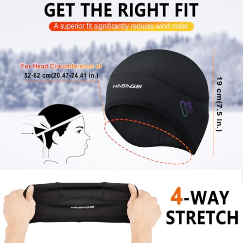 Winter Thermal Skull Cap for Men Windproof Helmet Liner with Full Ear Coverage & Eyewear Slots, Cycling Motorcycle
