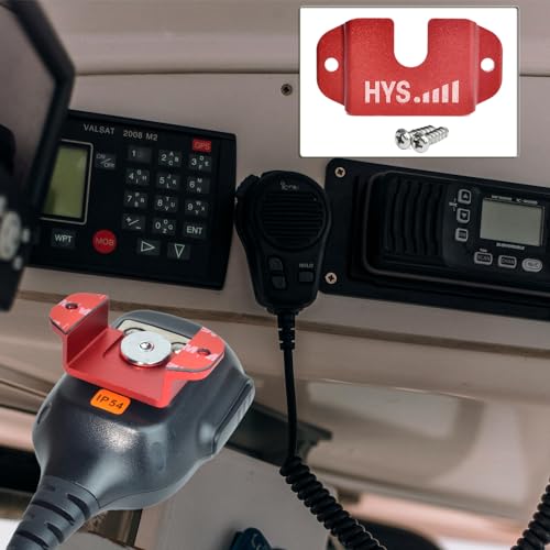 HYS Single Side Radio Car Mount, Universal Ham CB Radio Microphone Mic Hanger Holder Mounting Kit with Screws for Handheld CB & VHF UHF Handheld Radios&Shoulder Speaker Mic(Red-1pc)