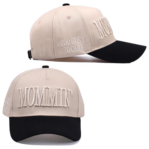 Vintage Two-Tone Trucker Hat Adjustable Baseball Cap with Mommin Embroidery Ponytail Fit Unisex Outdoor Casual Headwear