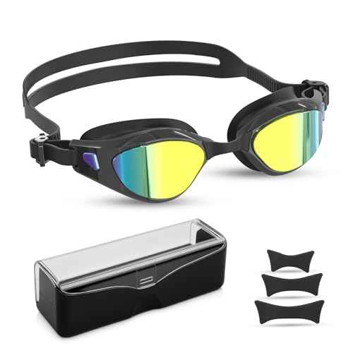 Swim Goggles, Polarized Swimming Goggles, Anti Fog No Leaking UV Protection Wide View Swim Glass for Women Men