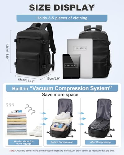 Winspansy Vacuum Backpack Travel Bag with Air Pump - Black Large