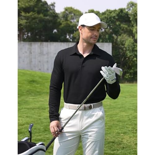 COOFANDY Mens Polo Shirts Long Sleeve Casual Lightweigt Golf Polos Button Collared Tshirt