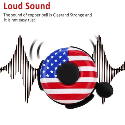 Kids Bike Bell ? Loud Clear Sound Bicycle Bell for Boys and Girls, American Flag Design, Easy Handlebar Mount for Toddler, BMX, and Cruiser Bikes