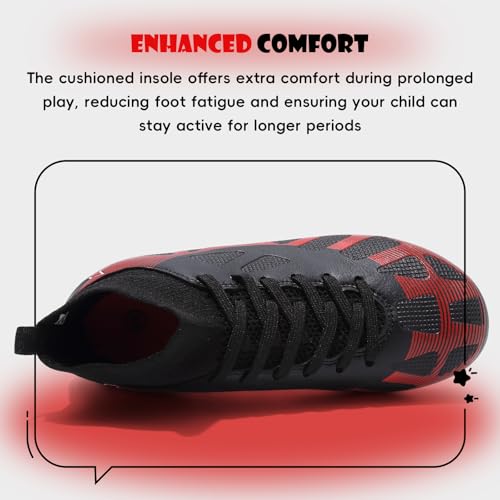 Kids Soccer Cleats Boys Girls Athletic Football Shoes - 7.5 Big Kid, Black