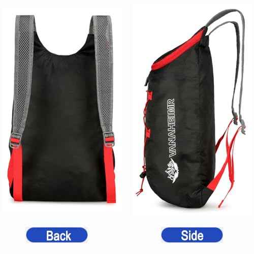 Lightweight and Thin Foldable Backpack, Climbing Bag, Hiking Daypack,15L Waterproof Travel Packable Rucksack (Black)