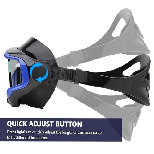 Anti-Fog Diving Mask with 180° Wide View for Adults - White-Blue Lenses