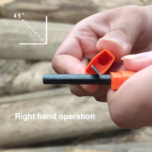 Orange Ferro Rod Fire Starter for Camping & Survival Kit - 2 Pack