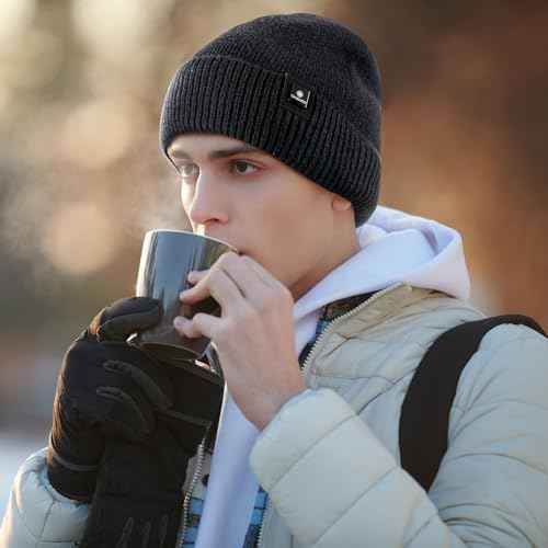 Ocatoma Beanie for Men Soft Knit Cuffed Unisex Beanie Warm Winter Ski Hats Gifts for Men Women