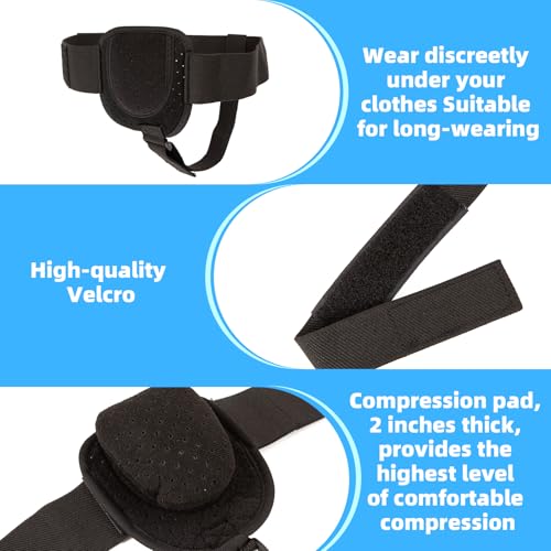 Men's Inguinal Hernia Support Belt with Removable Pads - Adjustable Groin Brace