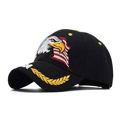 American USA-Flag-Cap Eagles-Trucker-Hat for Women Men Adjustable Caps Patriotic Hat Printing Baseball Cap Black