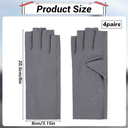 4 Pairs Sun Protection Gloves for Women - Fingerless, Non Slip, UV Protection for Gel Nail Lamp, Cycling, Running