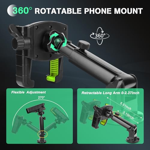 Hikeen Kayak Phone Holder, 360¡ÆAdjustable Phone Holder with Long Arm, Kayak Fishing Accessories, Kayak Phone Mount Compatible with Smartphone from 4''-7''£¨1Pack£©