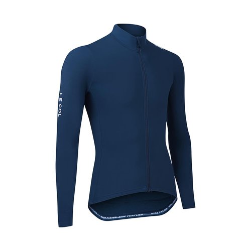 LE COL Men's Pro Aqua Zero Long Sleeve Jersey | Breathable Cycling Shirt | Rear Pockets, Water Resistant, Zip Closure (US, Alpha, Large, Regular, Regular, Navy)