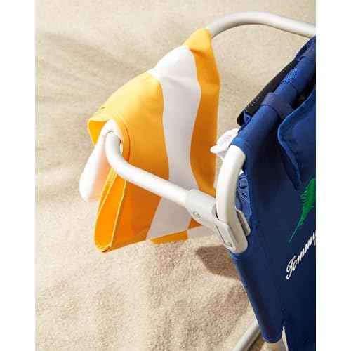Tommy Bahama Kid's 5-Position Lay Flat Backpack Folding Beach Chair, Solid Navy Wavy Marlin