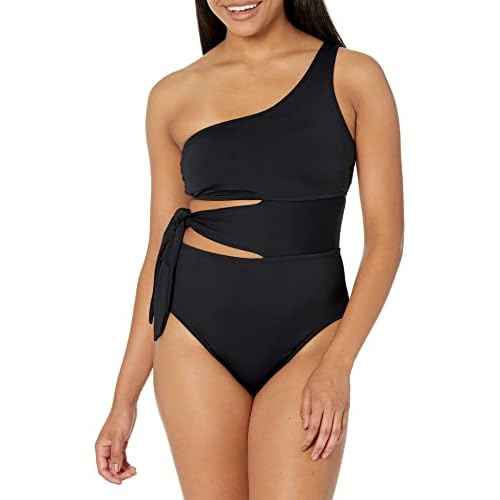 La Blanca Women's One Piece Swimsuit Cutout Single Shoulder Tummy Control Island Goddess Bathing Suit