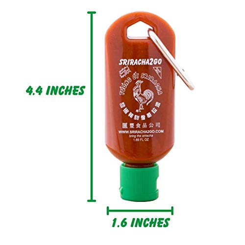 Sriracha2Go 3-Pack - BPA Free, TSA Approved, Leak Proof, Reusable, Stainless Steel Carabiner Clip