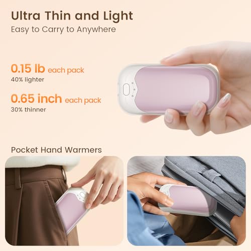infray Hand Warmers Rechargeable 2 Pack, Electric Hand Warmer Reusable USB Pocket Warmer, 3 Levels Heat AI Handwarmer Portable Hand Heater, Great Gifts for Men Women, Outdoor, Golf, Hunting