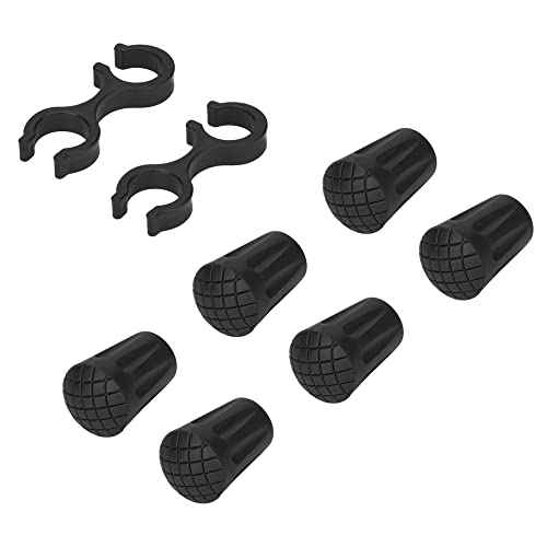 TheFitLife Trekking Poles Accessories Set - Rubber Replacement Pole Tip Protectors Fit Most Standard Hiking, Walking Poles with 11mm Hold Diameter (Black Set.1)