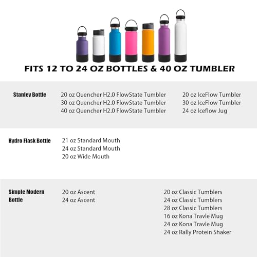 Light Grey Silicone Bottle Boot for 20-40 oz Water Bottles - Compatible with Stanley, Hydroflask, Simple Modern - 5 Pack